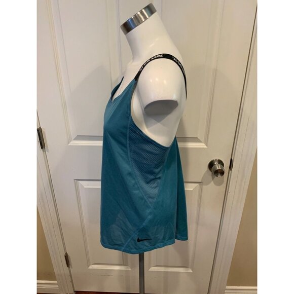 Nike Blue Criss-Cross Mesh Panel Workout Tank Top, Size Large - Picture 4 of 6
